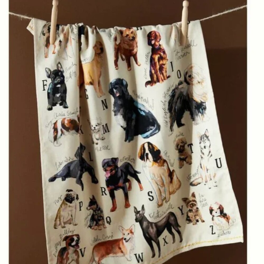⭐️ Dog Breeds A-Z Puppy Farm Hipster Hippie Deco Farm Peasant Chic Dish Towel